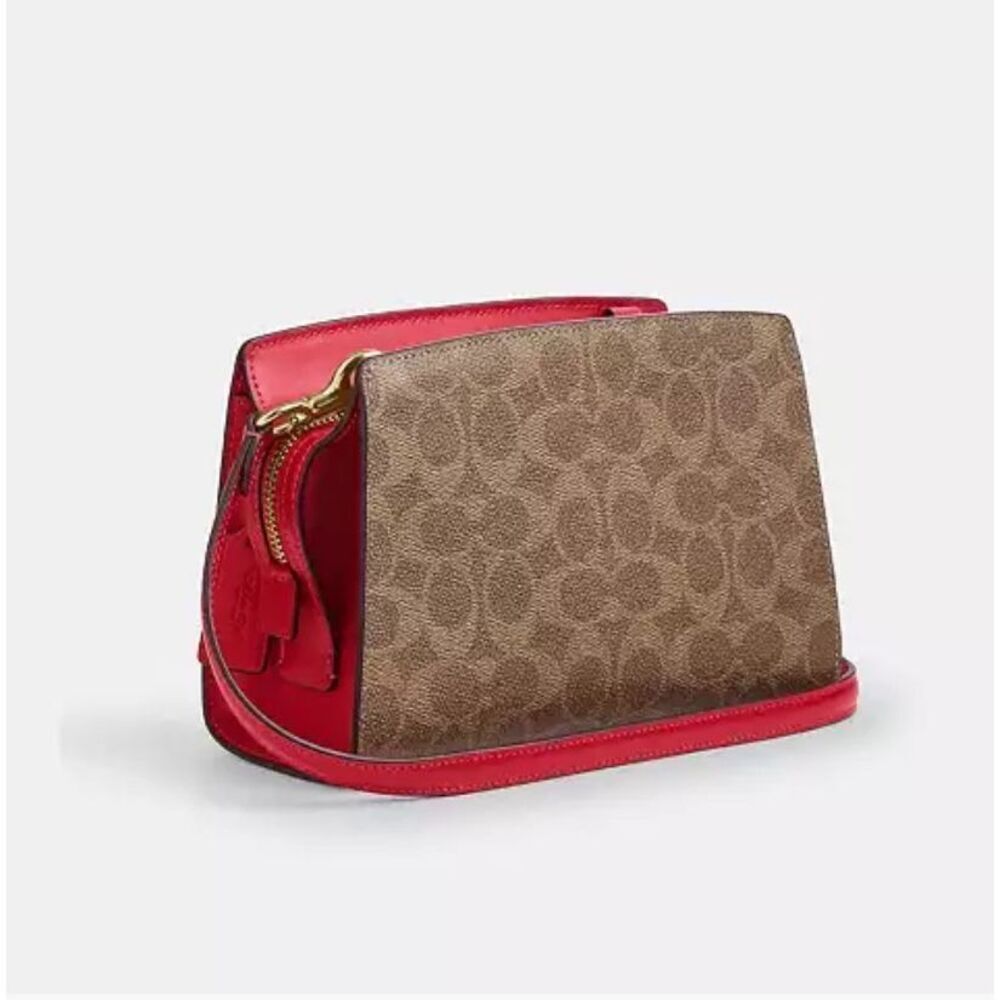 🔥🎁NWT! Coach Gia Crossbody Bag In Sig Canvas Tan/Carnation CCK77 Msrp: $298.00 - Picture 8 of 11